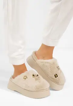 Papuci cu platforma Versila bej imagine