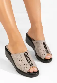 Papuci cu platforma Zoia bej imagine