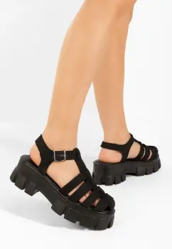 Sandale cu platforma Carilea negre imagine