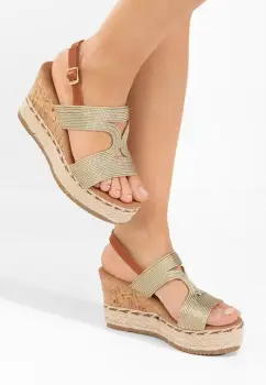 Sandale cu platforma Elmysa aurii imagine