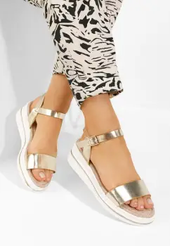 Sandale cu platforma Elviana aurii imagine