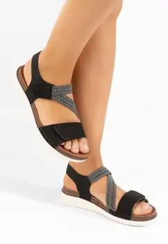 Sandale cu talpa groasa Hama negre imagine