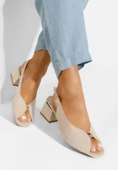 Sandale cu toc gros Amary V2 bej imagine