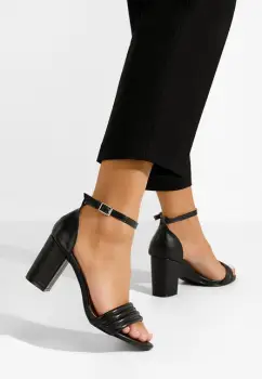 Sandale cu toc gros Bravia negre imagine