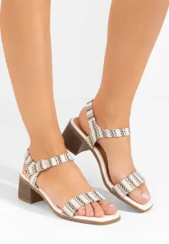 Sandale cu toc gros Brianne albe imagine