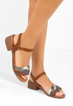 Sandale cu toc gros Brusa maro imagine