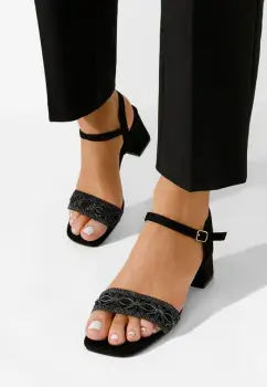 Sandale cu toc gros Carolyne negre imagine