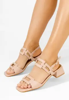 Sandale cu toc gros Frederyca bej imagine