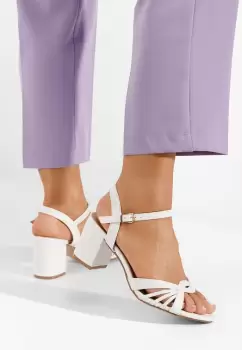 Sandale cu toc gros Kaida albe imagine