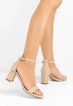 Sandale cu toc gros Lucynda bej imagine