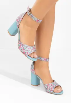 Sandale cu toc gros Moreira albastre imagine