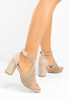 Sandale cu toc gros Oxiana bej imagine