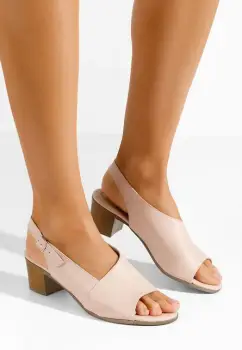 Sandale cu toc gros Riona roz imagine