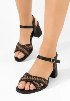 Sandale cu toc gros Sakara negre imagine