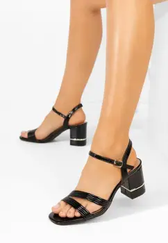 Sandale cu toc gros Shanella negre imagine
