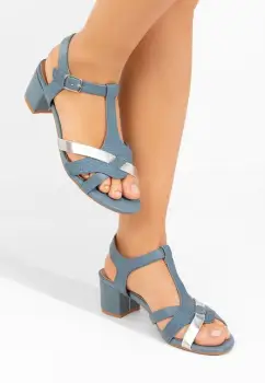 Sandale cu toc gros Stacya albastre imagine