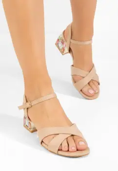 Sandale cu toc gros Susia bej imagine