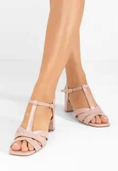 Sandale cu toc gros Tamatha nude imagine