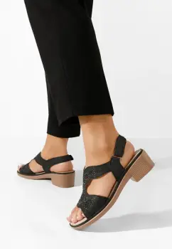 Sandale cu toc gros Thirza negre imagine