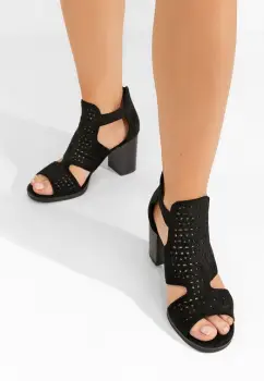 Sandale cu toc gros Trudy negre imagine
