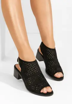 Sandale cu toc mic Skarlet negre imagine