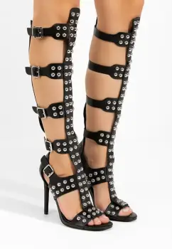 Sandale cu toc subtire Clinita negre imagine