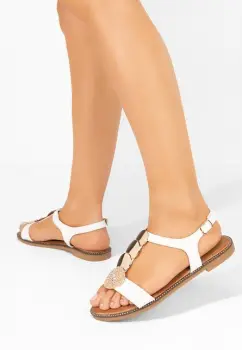 Sandale dama fara toc Alysona albe imagine