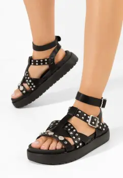 Sandale dama fara toc Cornelya negre imagine