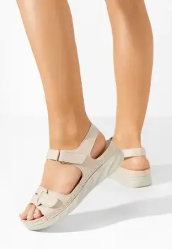 Sandale dama fara toc Klaria bej imagine