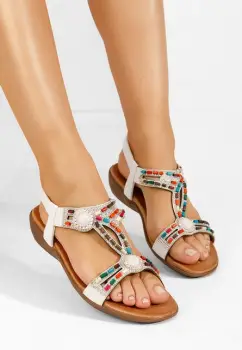 Sandale dama fara toc Renetta albe imagine