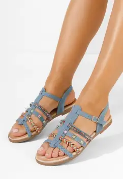 Sandale fara toc Juliensa denim imagine