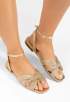 Sandale fara toc Rebbecca aurii imagine