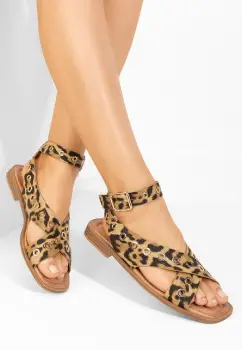Sandale fara toc Zarrana leopard imagine